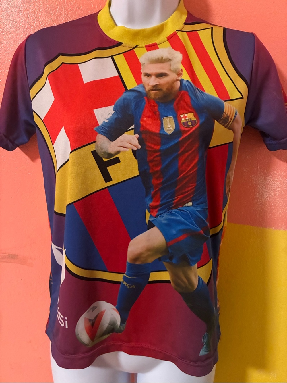 FC Barcelona Inspired Soccer Graphic Tee - Multicolor